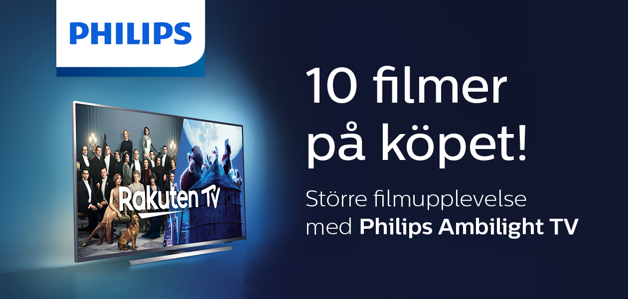 Köp en Philips Ambilight TV – få 10 hyrfilmer från Rakuten TV på köpet Philips Ambilight TV med kampanjtext