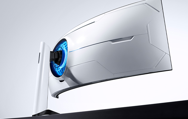 En läcker, futuristisk design Baksidan av en G9 Odyssey-skärm