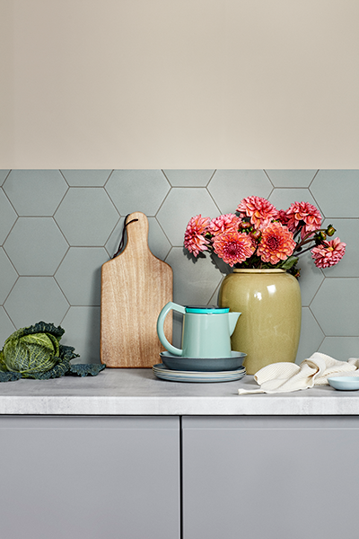 Integra Steel Grey -serien har en mjuk, grå basfärg Detaljbild av Epoq Integra Steel Grey kök