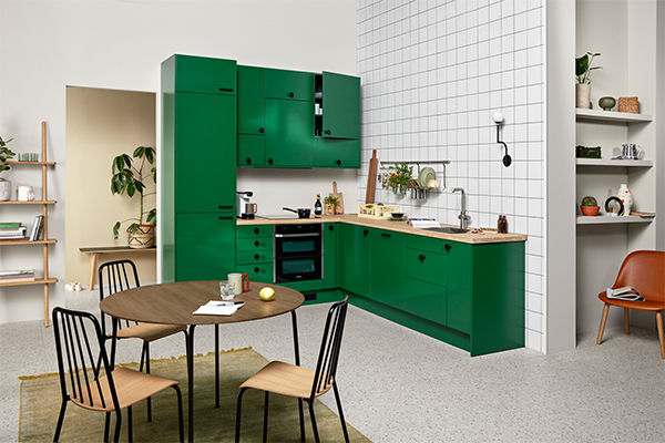 I, L, U eller parallell – lär känna de olika planlösningarna för kök Epoq Green Envy -kök