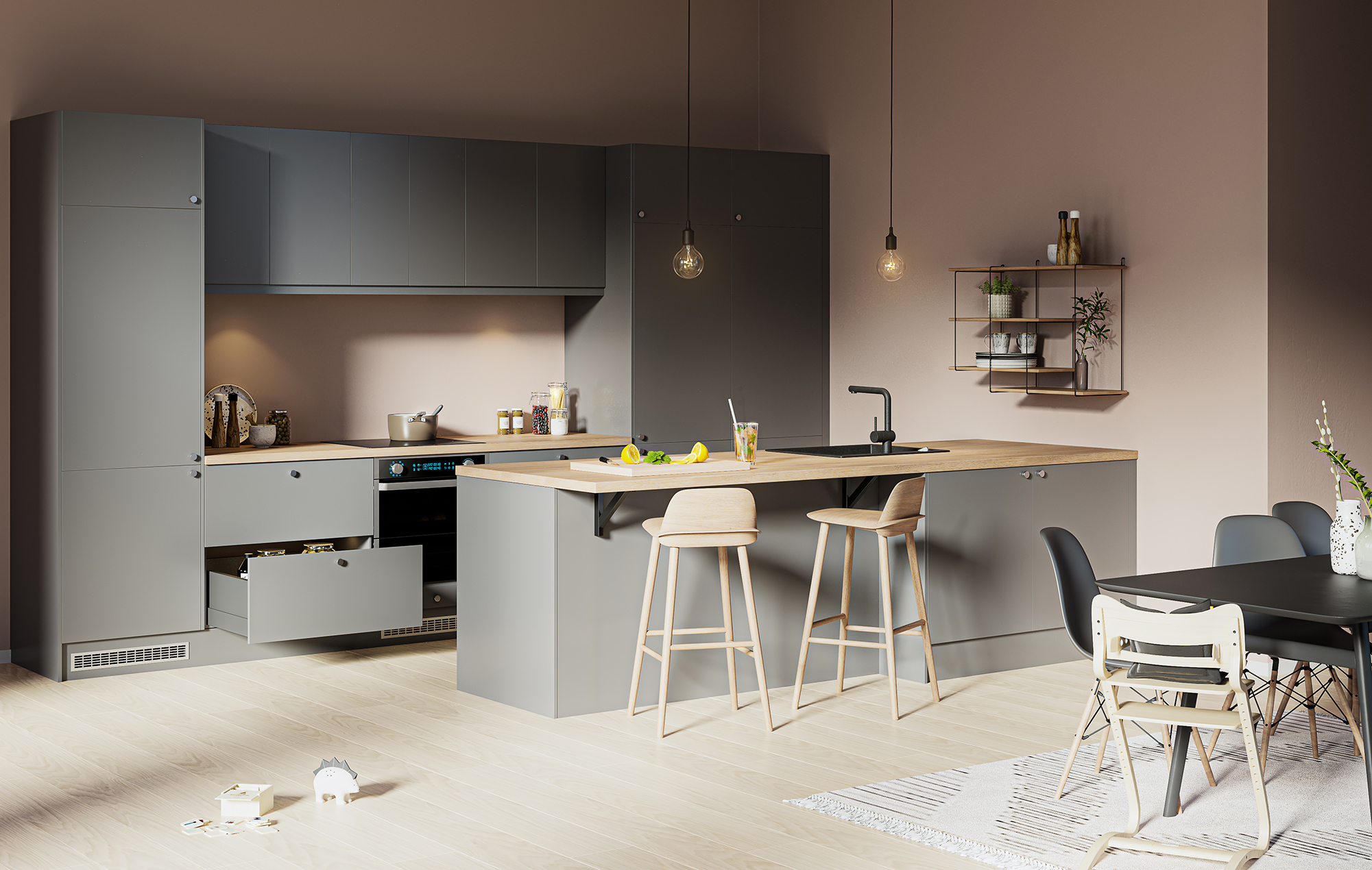 Trend Warm Grey är en varm mellangrå färg Köksserien Trend i färgen Warm Grey