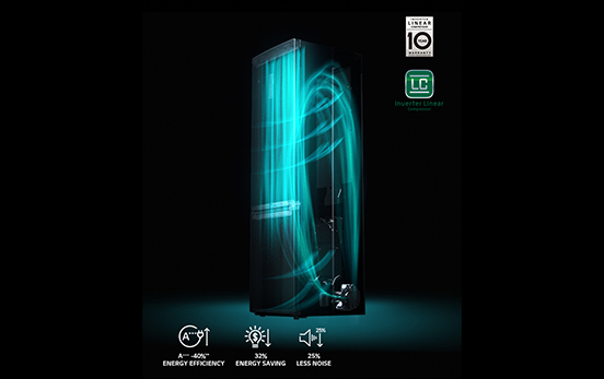 > LG Inverter Linear Compressor Illustration av 10 års garanti på LG Inverter Linear Compressor.