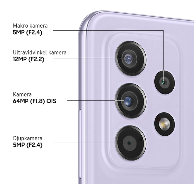Samsung Galaxy A52 har et stabilt og fleksibelt kamera, så du kan indfange det, du ser Samsung Galaxy A52 og kameraets specifikationer