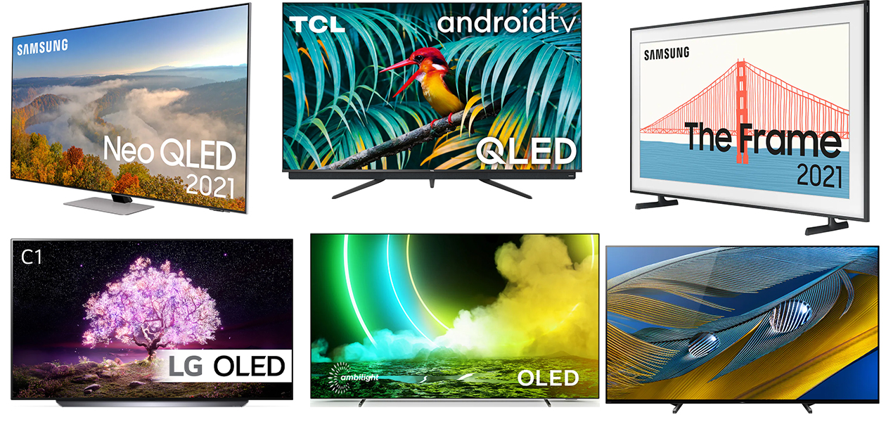 Välj TV efter teknologi och kvalitet Bild av olika TV-apparater
