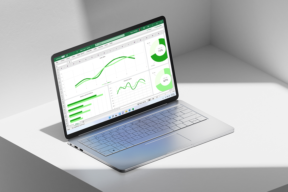 Microsoft 365 Windows 11-dator med Excel öppet