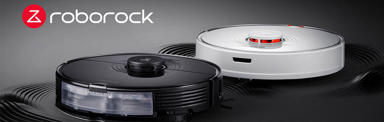 Roborock En vit och en svart robotdammsugare i market Roborock