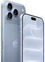 iPhone i färgen glaciär (ljusblå), baksida med Ceramic Shield, trippelkamerasystem