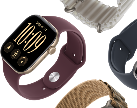 Armband till Apple Watch Series 11: sportband i purpurdimma, havsband i ankarblått, ljusblå bergsloop