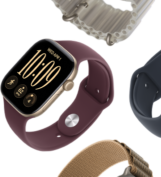 Armband till Apple Watch Series 11: sportband i purpurdimma, havsband i ankarblått, ljusblå bergsloop