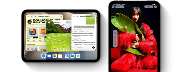 Flera appar visas på iPad mini-enheter sedda framifrån