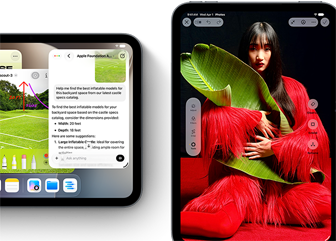 Flera appar visas på iPad mini-enheter sedda framifrån