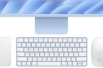 Blått Magic Keyboard med Touch ID, Magic Trackpad och Magic Mouse