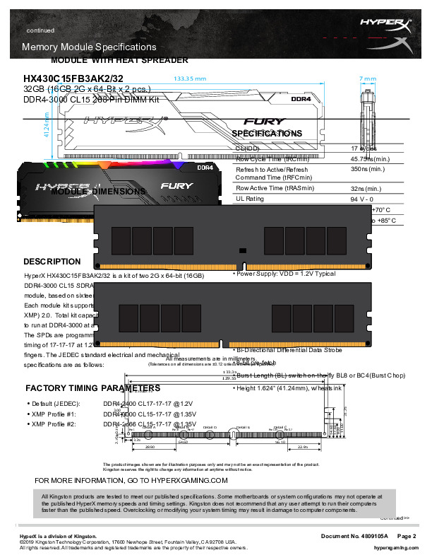 Kingston HyperX Fury Black RGB DDR4 RAM 32 GB