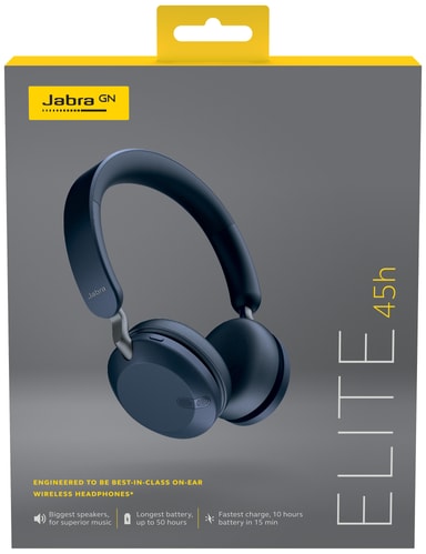 Jabra Elite 45h trådlösa on-ear hörlurar (marin) - Elgiganten