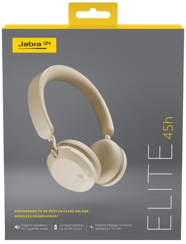 Jabra Elite 45h trådlösa on-ear hörlurar (guld beige)