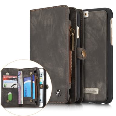 CASEME iPhone 6s 6 Plus Retro Split läder plånboksfodral Grå