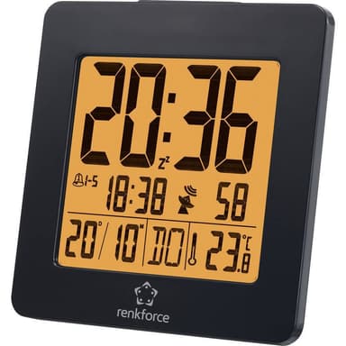 Renkforce 1383425 DCF Väckarklocka Svart Larmtider 2