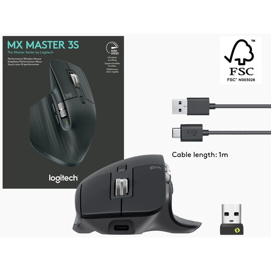 Logitech MX Master 3S trådlös mus (grafit)