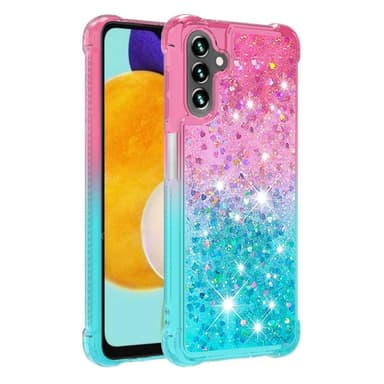 SKALO Samsung A13 5G Kvicksand Glitter Hjärtan TPU-skal - Rosa-Turkos