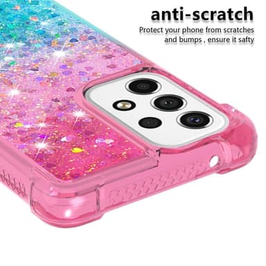 SKALO Samsung A53 5G Kvicksand Glitter Hjärtan TPU-skal - Rosa-Turkos