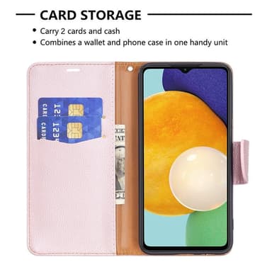 SKALO Samsung A04s 4G Premium Litchi Plånbok - Roséguld