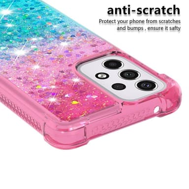SKALO Samsung A33 5G Kvicksand Glitter Hjärtan TPU-skal - Rosa-Turkos