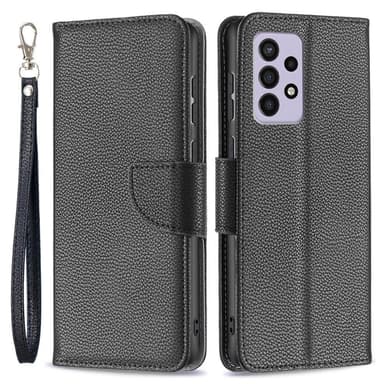 SKALO Samsung A33 5G Premium Litchi Plånbok - Svart