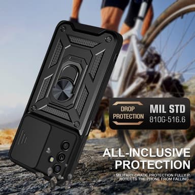 SKALO Samsung A13 5G Armor Hybrid Metallring Kameraslider - Svart