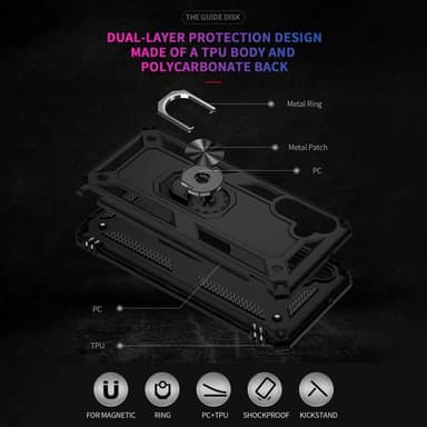 SKALO Samsung A04s 4G Armor Hybrid Metallring skal - Svart