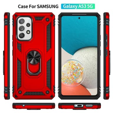 SKALO Samsung A53 5G Armor Hybrid Metallring skal - Röd