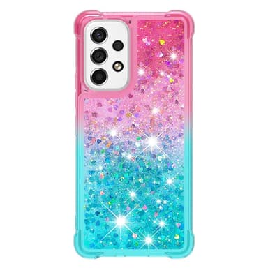 SKALO Samsung A53 5G Kvicksand Glitter Hjärtan TPU-skal - Rosa-Turkos