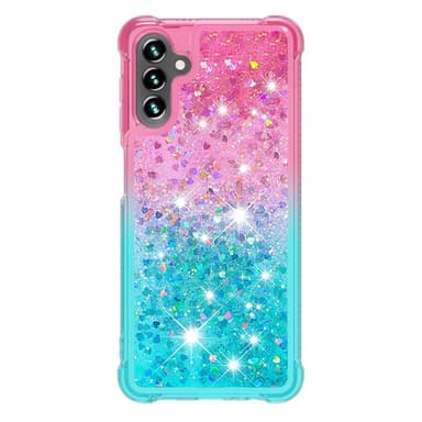 SKALO Samsung A13 5G Kvicksand Glitter Hjärtan TPU-skal - Rosa-Turkos