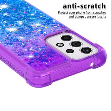 SKALO Samsung A33 5G Kvicksand Glitter Hjärtan TPU-skal - Lila-Blå