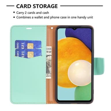 SKALO Samsung A04s 4G Premium Litchi Plånbok - Turkos