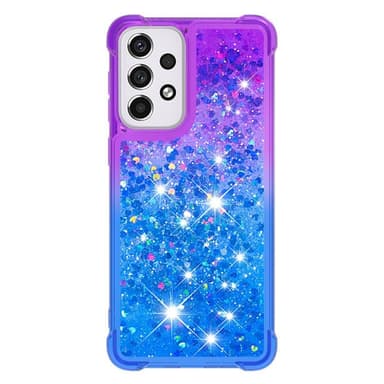 SKALO Samsung A33 5G Kvicksand Glitter Hjärtan TPU-skal - Lila-Blå