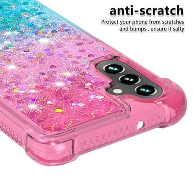 SKALO Samsung A13 5G Kvicksand Glitter Hjärtan TPU-skal - Rosa-Turkos
