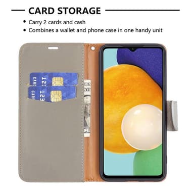 SKALO Samsung A04s 4G Premium Litchi Plånbok - Grå