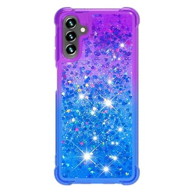 SKALO Samsung A04s 4G Kvicksand Glitter Hjärtan TPU-skal - Lila-Blå
