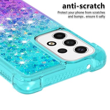 SKALO Samsung A53 5G Kvicksand Glitter Hjärtan TPU-skal - Turkos-Lila