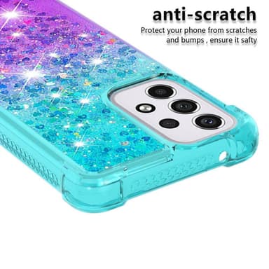 SKALO Samsung A33 5G Kvicksand Glitter Hjärtan TPU-skal - Turkos-Lila