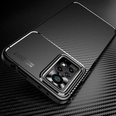 SKALO Xiaomi Redmi Note 11 Pro Carbon Fiber TPU-skal - Svart