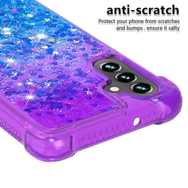 SKALO Samsung A04s 4G Kvicksand Glitter Hjärtan TPU-skal - Lila-Blå