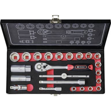 TOOLCRAFT 826373 Hylsnyckelsats metrisk 3/8 23 delar