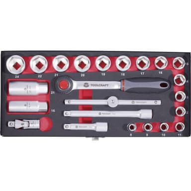 TOOLCRAFT 826373 Hylsnyckelsats metrisk 3/8 23 delar
