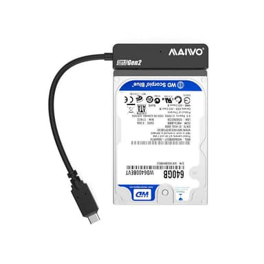 Maiwo K104AG2 10Gbps USB3.1 Gen2 till 2,5" HDD/SSD 12,5mm SATA III adapter med 10cm USB  C kabel