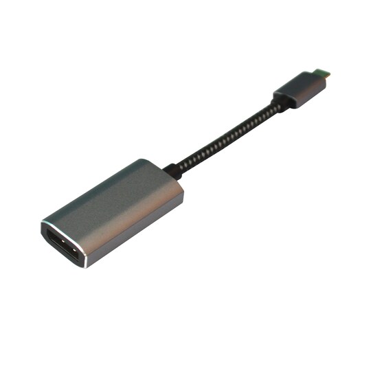 NÖRDIC USB C till Displayport adapter 8K i 60Hz 32,4Gbps Stöd för 3D och HDCP 1.4 och 2.2 10cm Aluminium Space Grey