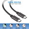 NÖRDIC 15cm USB C 3.1 till USB C nylonflätadkabel snabb laddning 5A Gen2 10Gbps Power Delivery PD 100W med Emarker