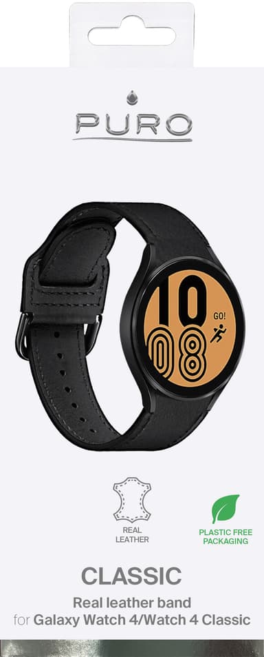 Puro Galaxy Watch 4/4 Classic läderarmband (svart)