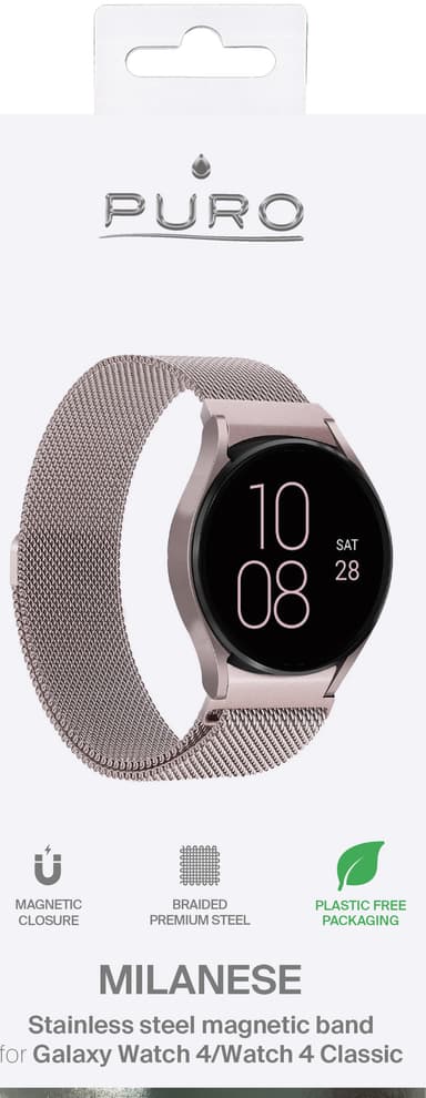 Puro Galaxy Watch 4/4 Classic rostfritt armband (rosèguld)