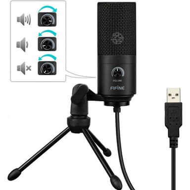 FIFINE K669B USB Kondensator skrivbordsmikrofon 1,5m kabel